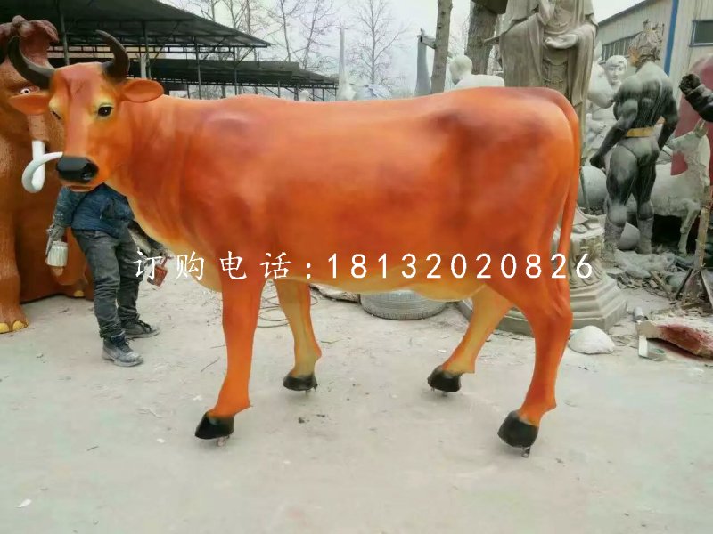 玻璃鋼黃牛，動物雕塑