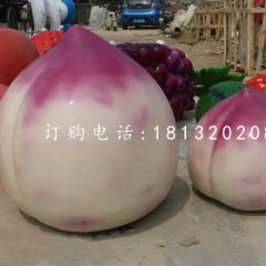 玻璃桃子雕塑，仿真水果