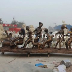 拔蘿卜雕塑，玻璃鋼仿銅小品雕塑