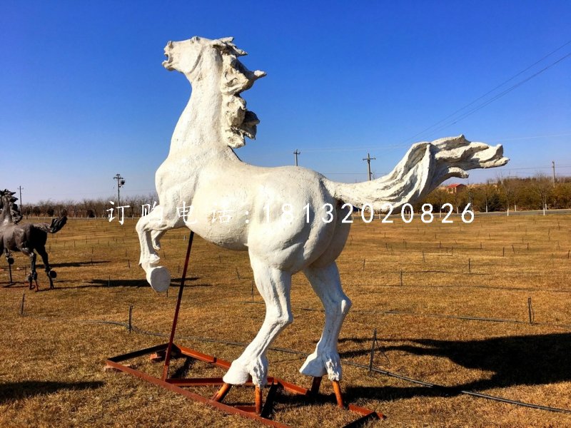白馬雕塑，玻璃鋼動物雕塑 (2)