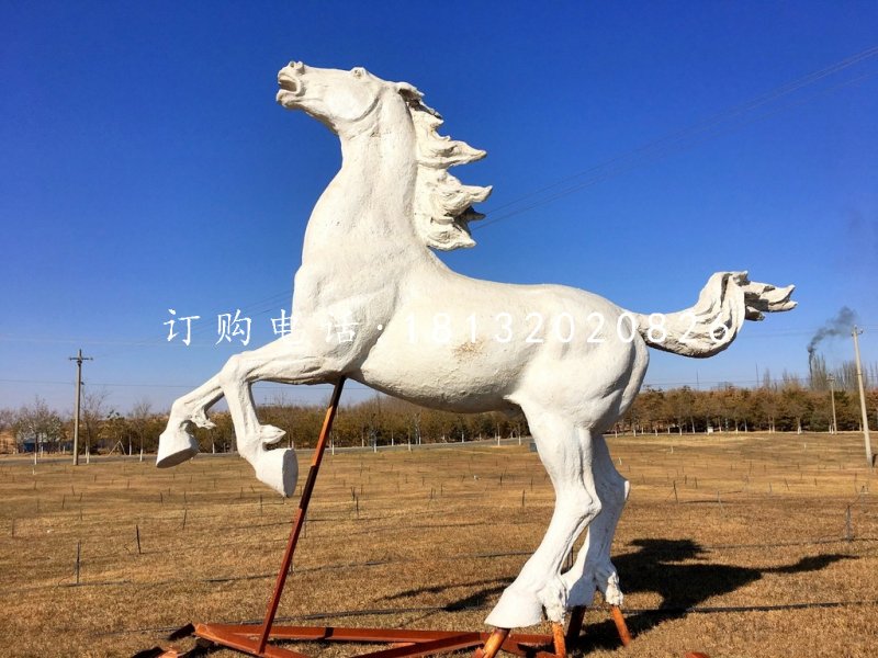白馬雕塑，玻璃鋼動物雕塑 (3)
