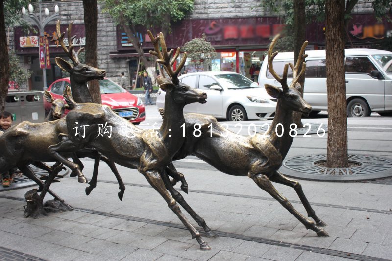 奔跑的鹿銅雕，動(dòng)物銅雕