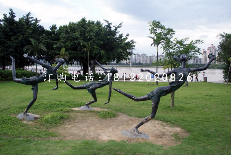 奔跑的小女孩銅雕，公園景觀銅雕