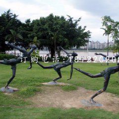 奔跑的小女孩銅雕，公園景觀銅雕