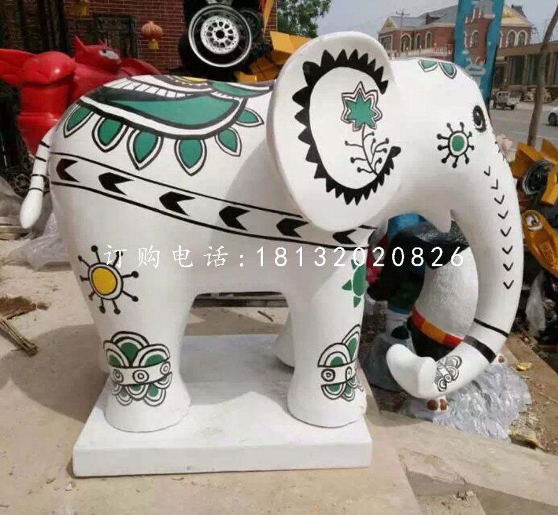 卡通小象，玻璃鋼彩繪小象 (2)