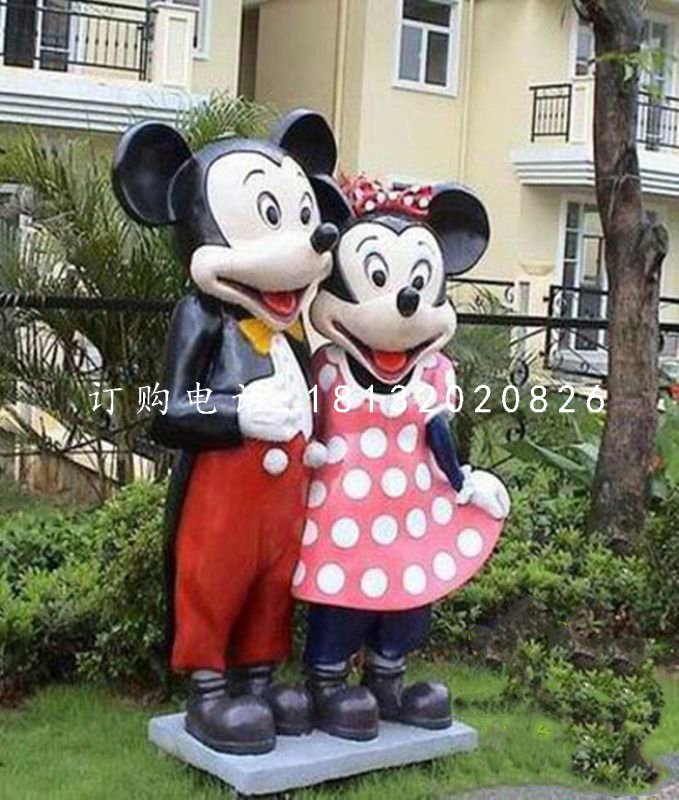 玻璃鋼米奇米妮，公園卡通雕塑