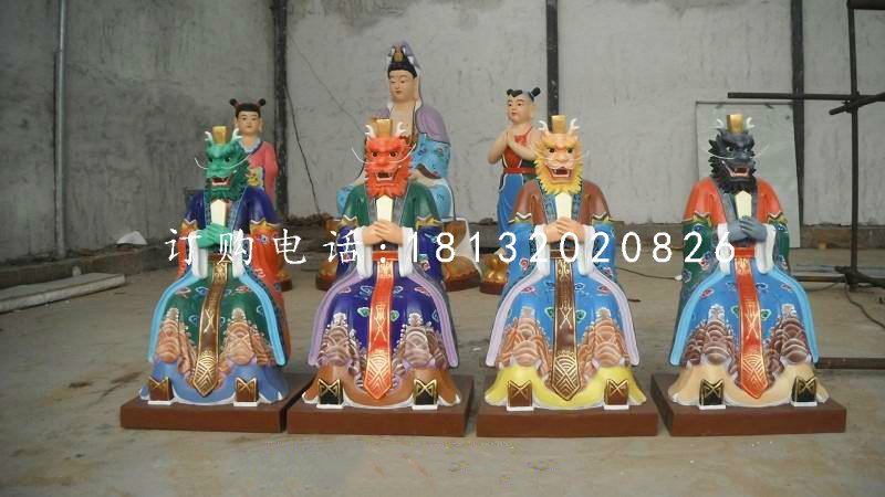 四海龍王雕塑，玻璃鋼彩繪神仙雕塑