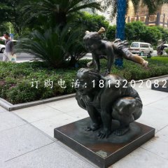 跳山羊銅雕，小區(qū)景觀銅雕