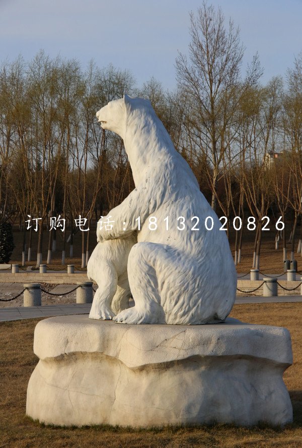 母子北極熊雕塑，玻璃鋼動物雕塑