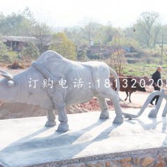 牛耕地石雕，廣場景觀石雕