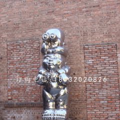 不銹鋼小孩雕塑，小品雕塑