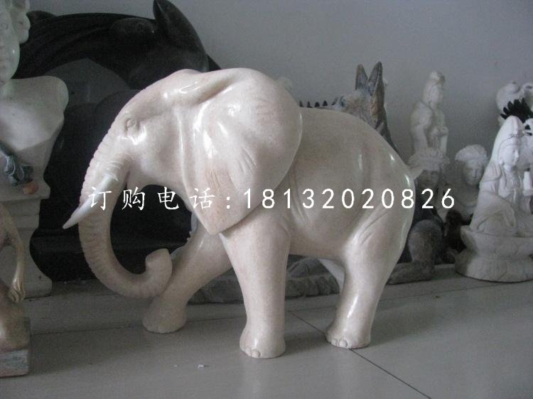 漢白玉小象，小型象雕塑