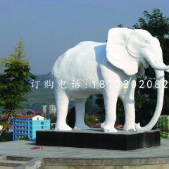 白色大象雕塑，玻璃鋼動(dòng)物