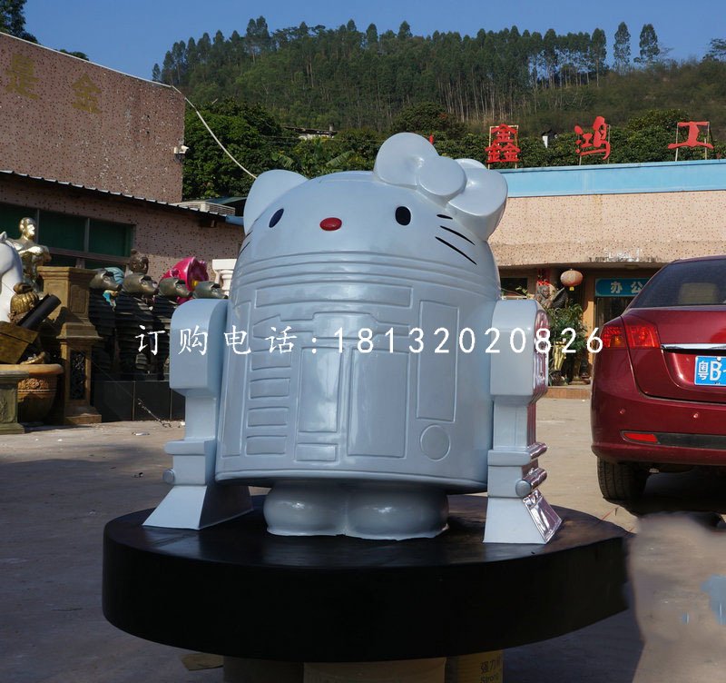 玻璃鋼機器凱蒂貓雕塑，卡通雕塑 