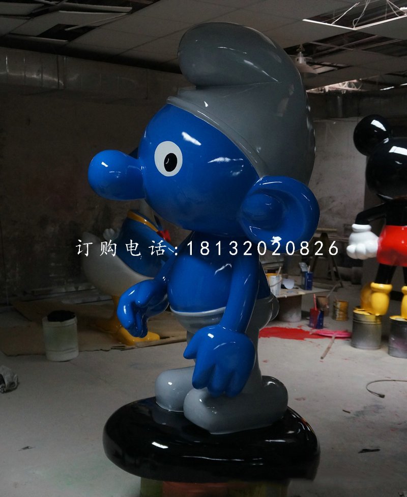 玻璃鋼藍精靈雕塑，卡通雕塑 (2)