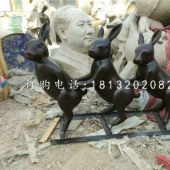 玻璃鋼烤漆動物，小兔子雕塑