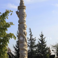 盤龍柱雕塑，石雕柱子