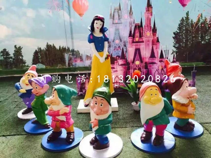 七個小矮人與白雪公主雕塑，卡通人物 (2)