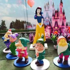 七個(gè)小矮人與白雪公主雕塑，卡通人物