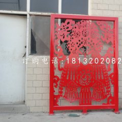 戲曲臉譜雕塑，不銹鋼剪紙雕塑