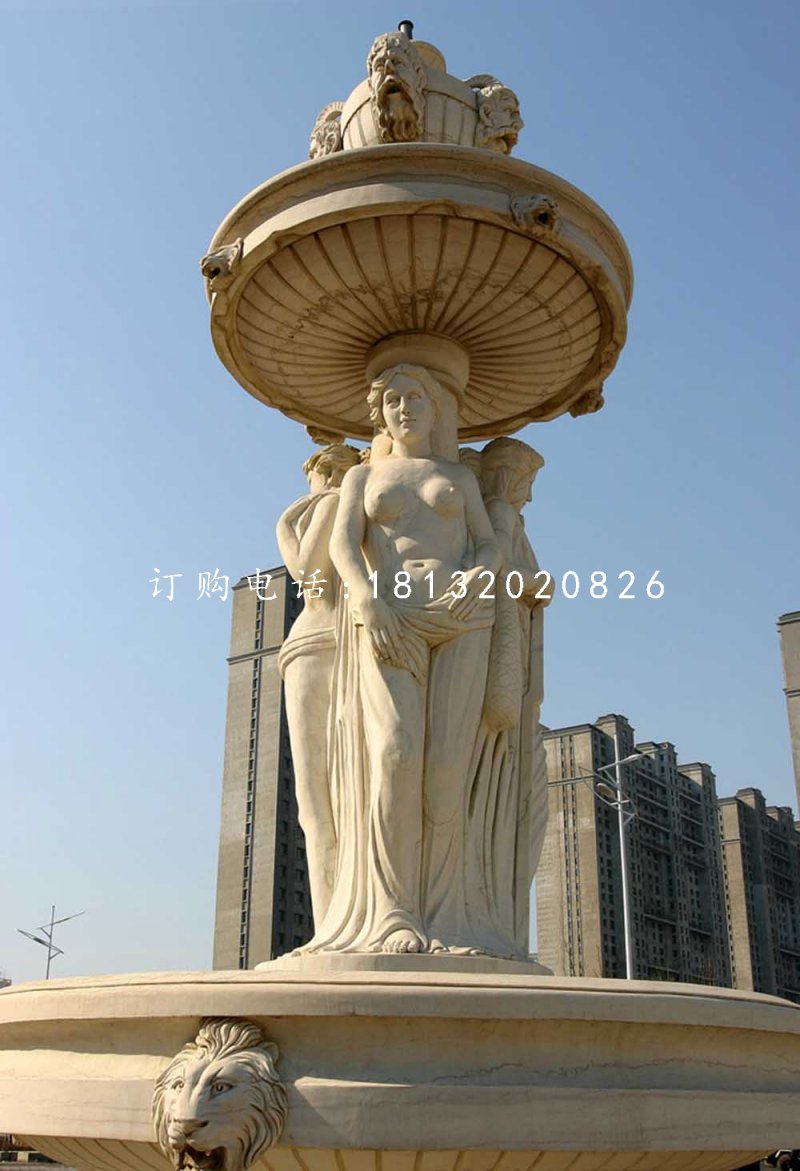 西方人物石噴泉，廣場景觀石雕