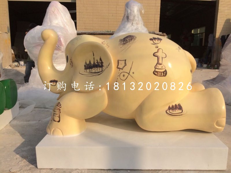 小象雕塑,玻璃鋼彩繪