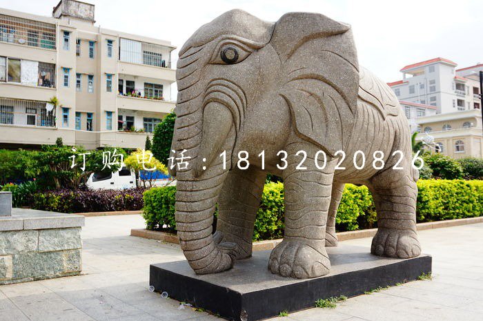 小區(qū)動物石雕，大象石雕
