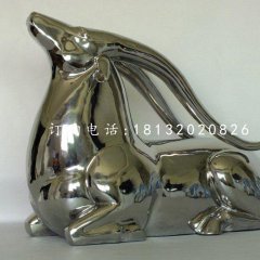 臥著的羚羊雕塑，不銹鋼動(dòng)物雕塑