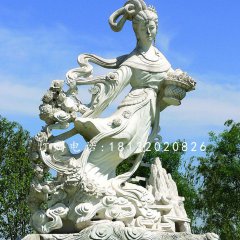 天女散花石雕，公園仙女雕塑