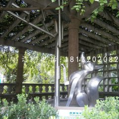 不銹鋼狐貍雕塑，動(dòng)物雕塑
