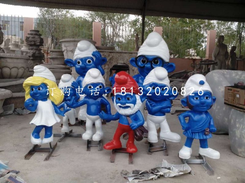 玻璃鋼藍精靈，卡通擺件 (2)
