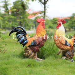 玻璃鋼公雞雕塑，公園動(dòng)物雕塑