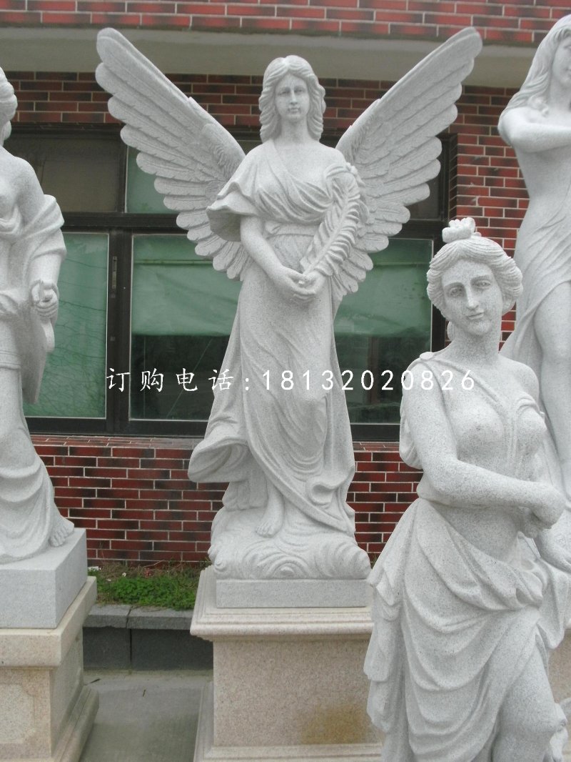 天使石雕，漢白玉西方人物