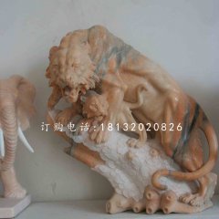 晚霞紅老虎石雕，石雕動(dòng)物