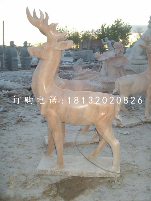 晚霞紅小鹿，動(dòng)物石雕