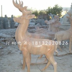 晚霞紅小鹿，動物石雕