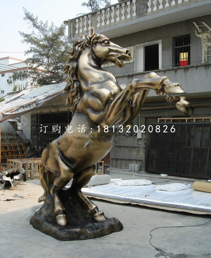 玻璃鋼仿銅立馬，廣場動物雕塑
