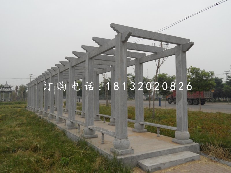 青石長廊，公園景觀石雕