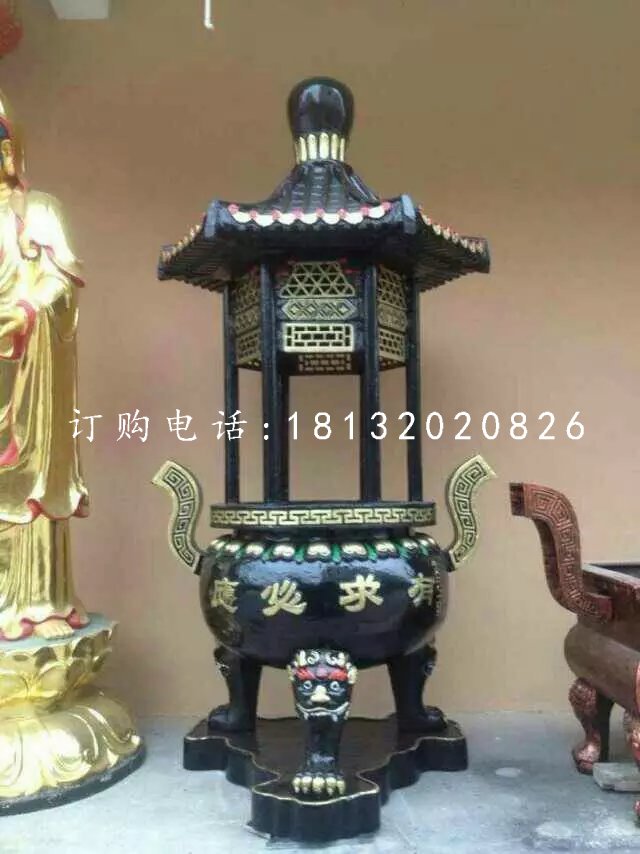 有求必應(yīng)香爐雕塑，寺廟銅香爐