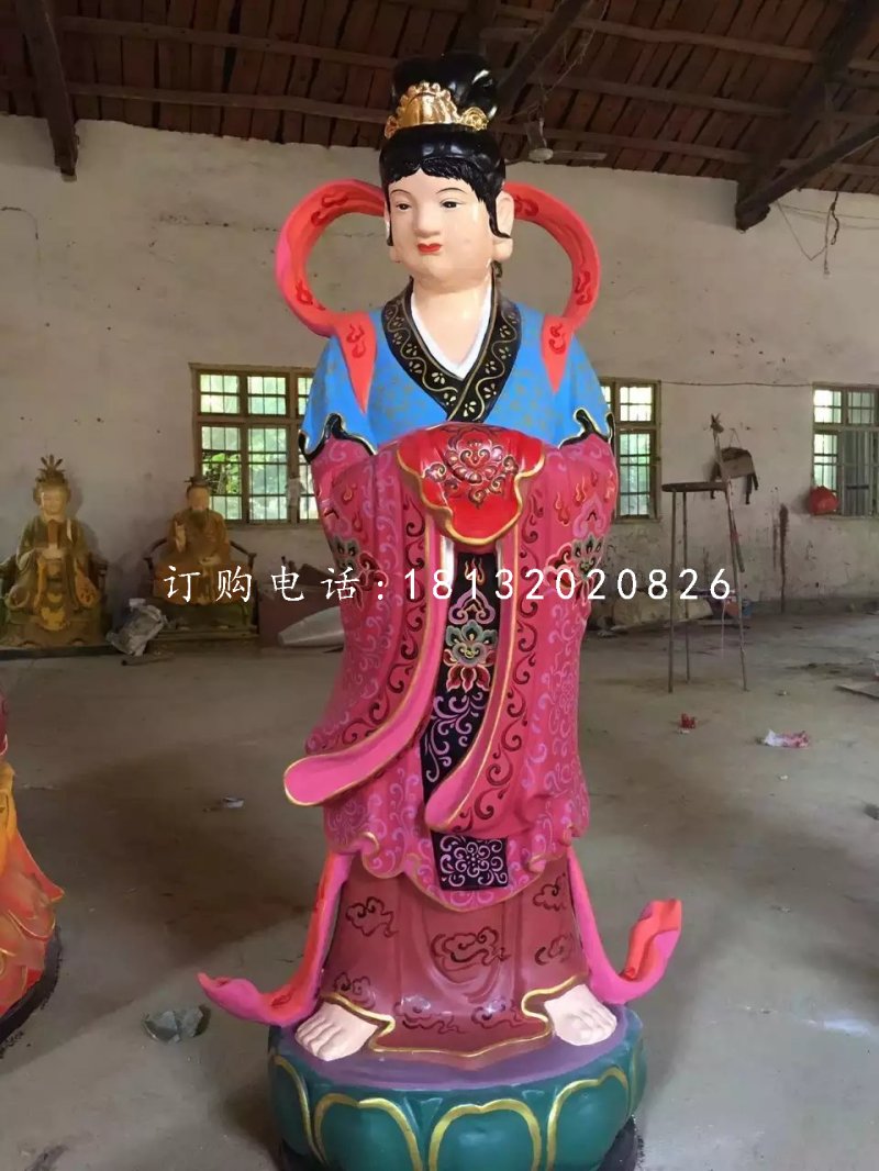 龍女雕塑，玻璃鋼彩繪龍女