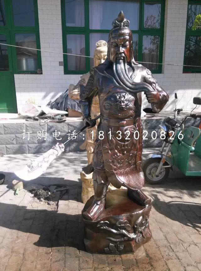 提刀關公銅雕,立式武財神