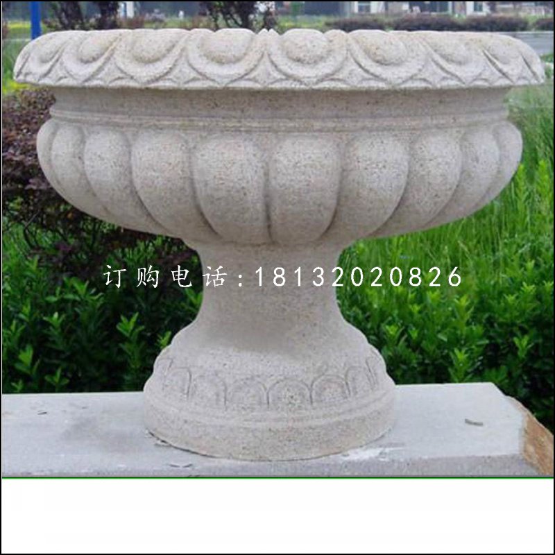 花缽石雕，公園石花盆 (2)