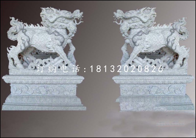 花崗巖麒麟雕塑，神獸石雕
