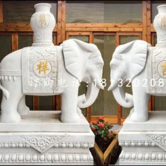 漢白玉大象，吉祥大象石雕