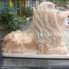 趴著的獅子雕塑，西洋獅石雕
