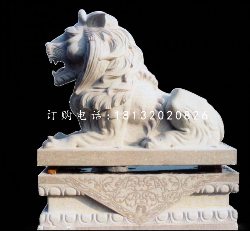 趴著的獅子石雕，歐式獅子雕塑