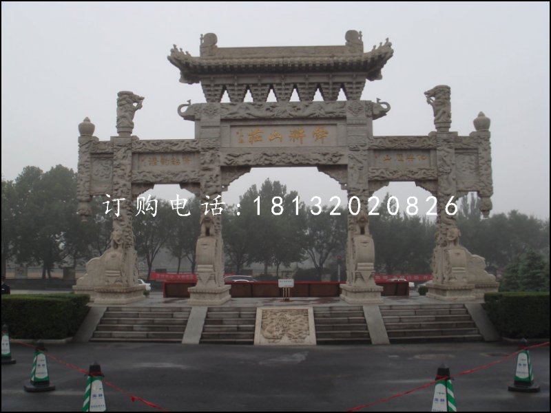 牌坊石雕，廣場(chǎng)石牌樓