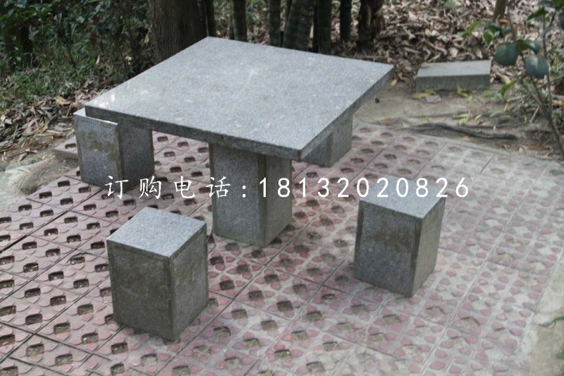 青石方桌方凳，公園桌椅石雕