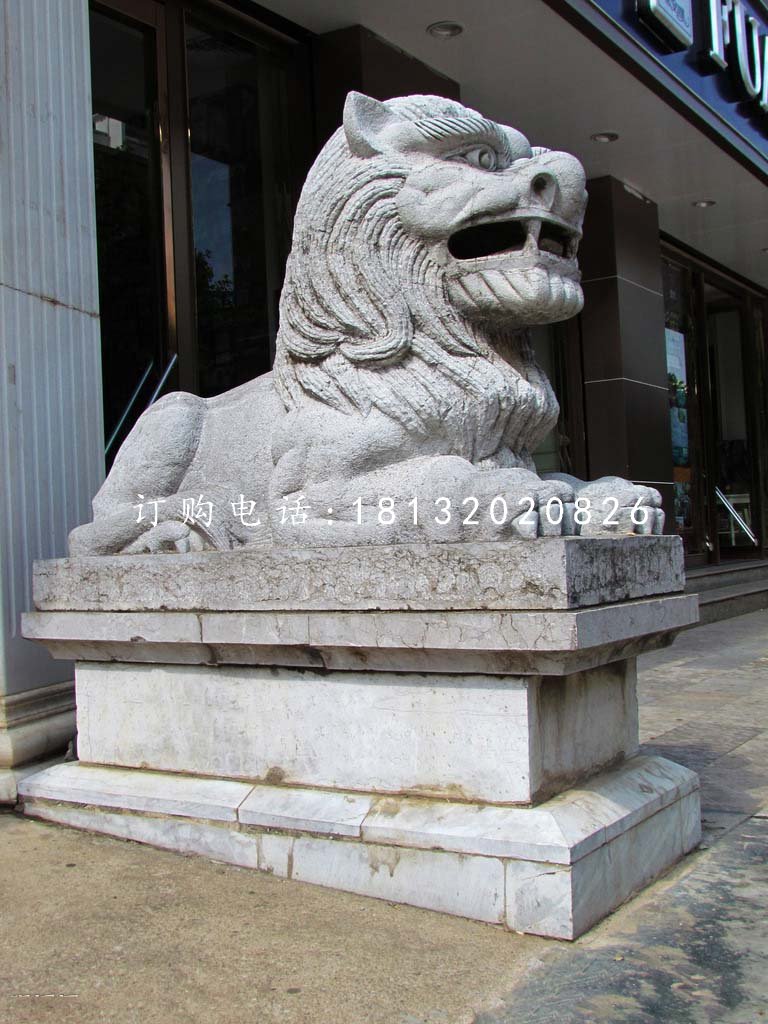 西洋獅石雕，銀行門口石獅子 (1)