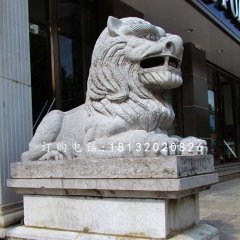 西洋獅石雕，銀行門口石獅子